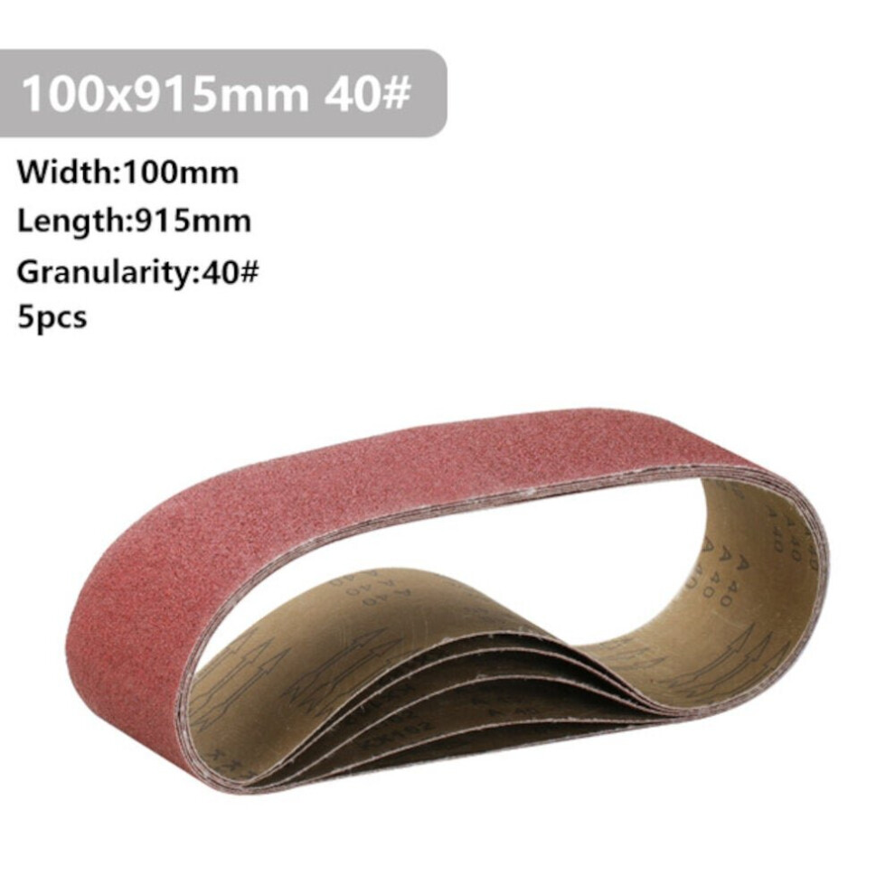 (40# 5 Pcs x Sanding Belt) 5Pcs 915x100mm 40 to 400 Grit Sanding Belt for Flush Belt Machines Polishing Grind Machine