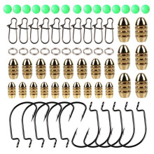 Set Brass Sinker Weights Jig Hook Fishing Hook Swivel Ring Connector with Bo*