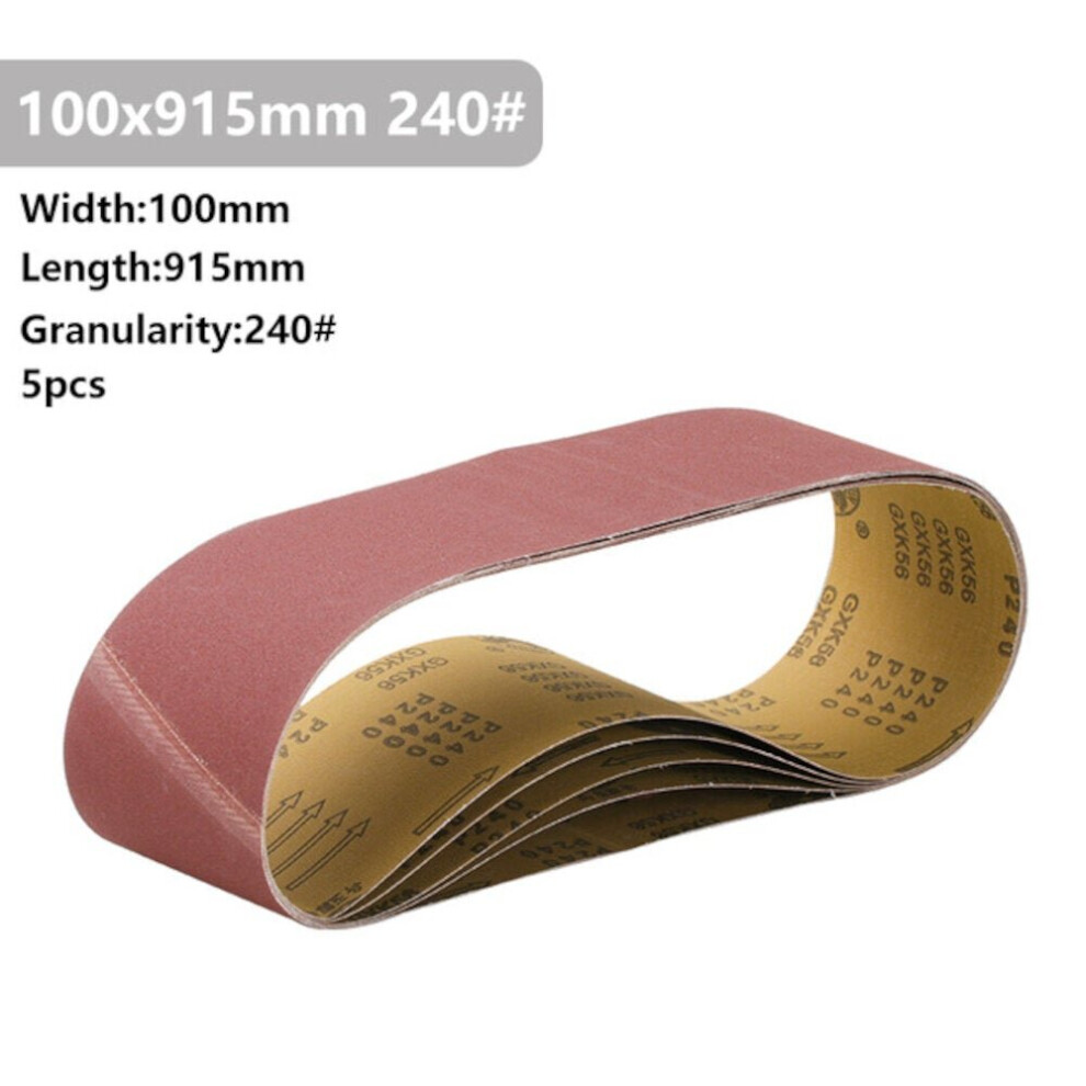 (240# 5 Pcs xÂ Sanding Belt) 5Pcs 915x100mm 40 to 400 Grit Sanding Belt for Flush Belt Machines Polishing Grind Machine