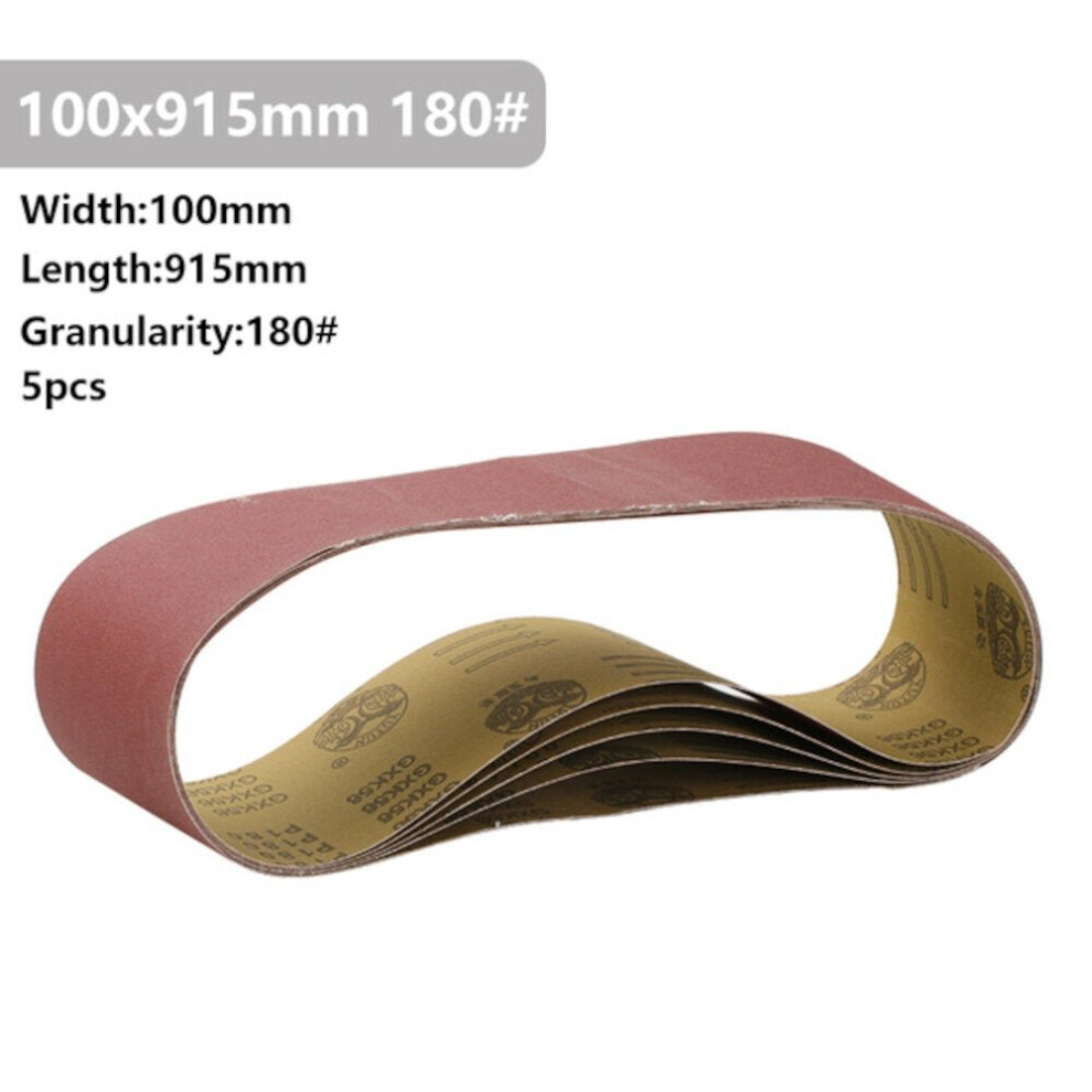 (180# 5 Pcs xÂ Sanding Belt) 5Pcs 915x100mm 40 to 400 Grit Sanding Belt for Flush Belt Machines Polishing Grind Machine