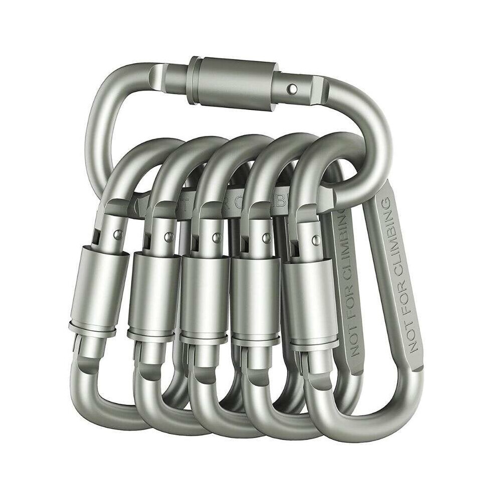 6PCS EDC Gadgets 8cm With Lock D Type Carabiner Fast Hanging Nut Buckle Hanging Buckle Aluminum Alloy Backpack Buckle