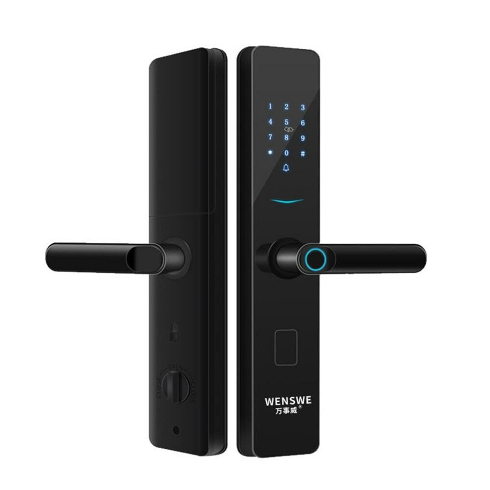 Aluminum Alloy Fingerprint Lock Household Anti-Theft Door Smart Lock With One Grip Electronic Code Lock Gemstone Black Paint Process