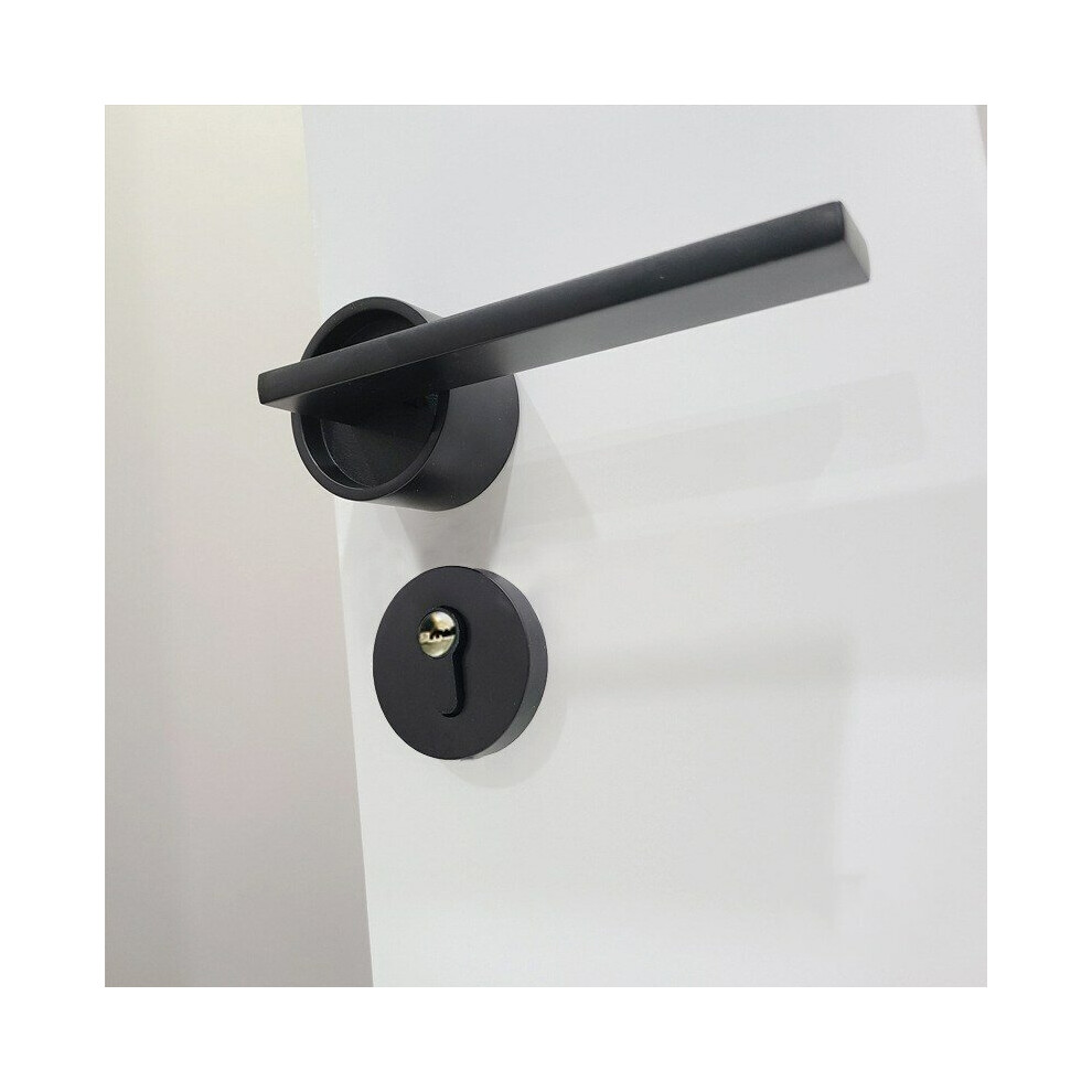 (Black, M) Zinc Alloy Door Locks Bedroom Nordic Style Interior Magnetic Door Handle Lock Cylinder Security Mute Door Lock Household