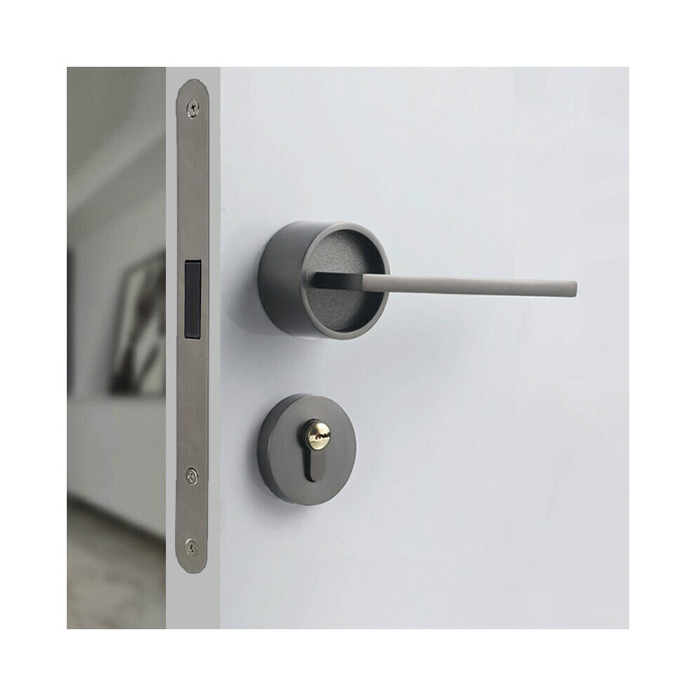 (Gray, M) Zinc Alloy Door Locks Bedroom Nordic Style Interior Magnetic Door Handle Lock Cylinder Security Mute Door Lock Household