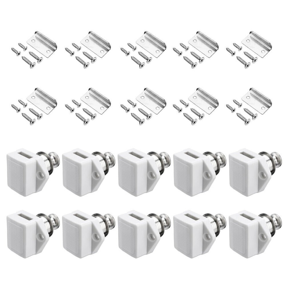 10Pcs Push Button Drawer Cupboard Door Catch Lock Caravan Rv Cabinet Latch Knobs