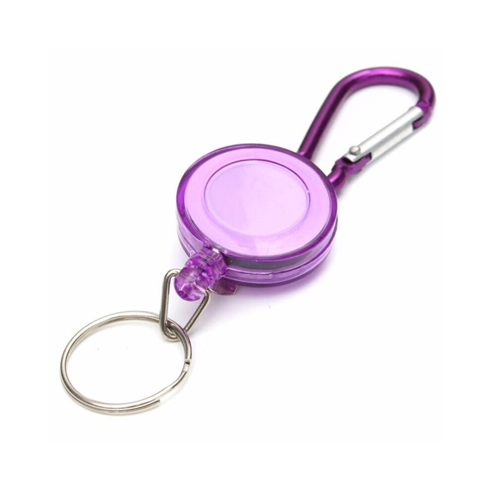 Badge Reel Telescopic Key Buckle Carabiner Recoil Retractable Holder Key Chain Purple