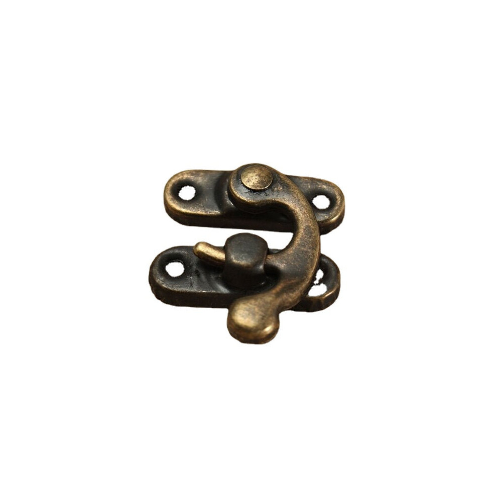 (Bronze) 12pcs Antique Decorative Jewelry Gift Wooden Box Hasp Latch Lock With Screw