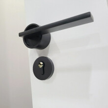 (Black, L) Zinc Alloy Door Locks Bedroom Nordic Style Interior Magnetic Door Handle Lock Cylinder Security Mute Door Lock Household