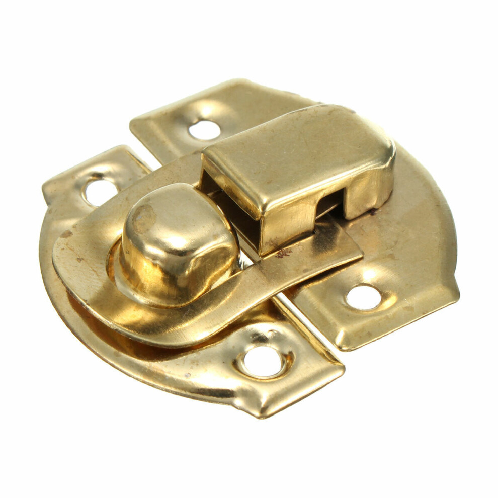 (Gold) Retro Suitcase Drawer Chest Toggle Latch Catch Mailbox Wooden Jewelry Box Lock Hasp 27x29mm