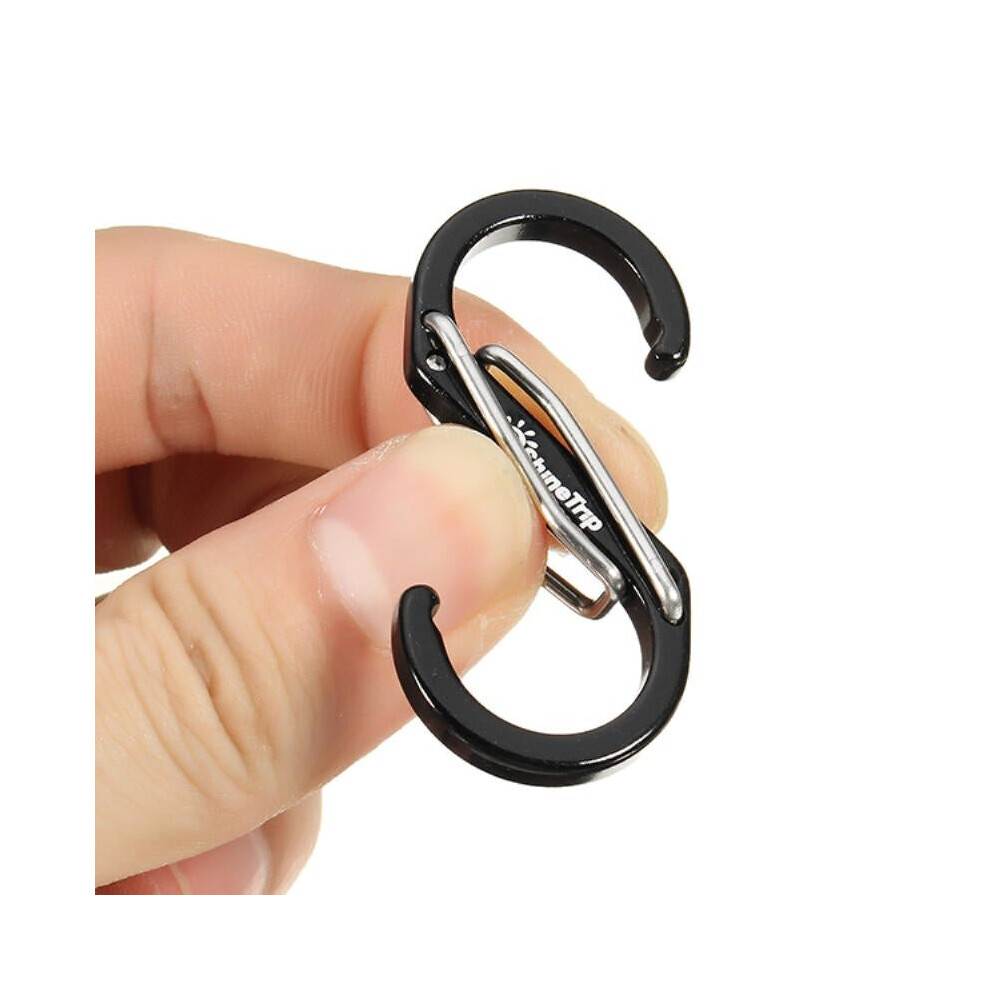 (S) S Shape Type Buckle Double Gated Carabiner Key Ring Clip Hook