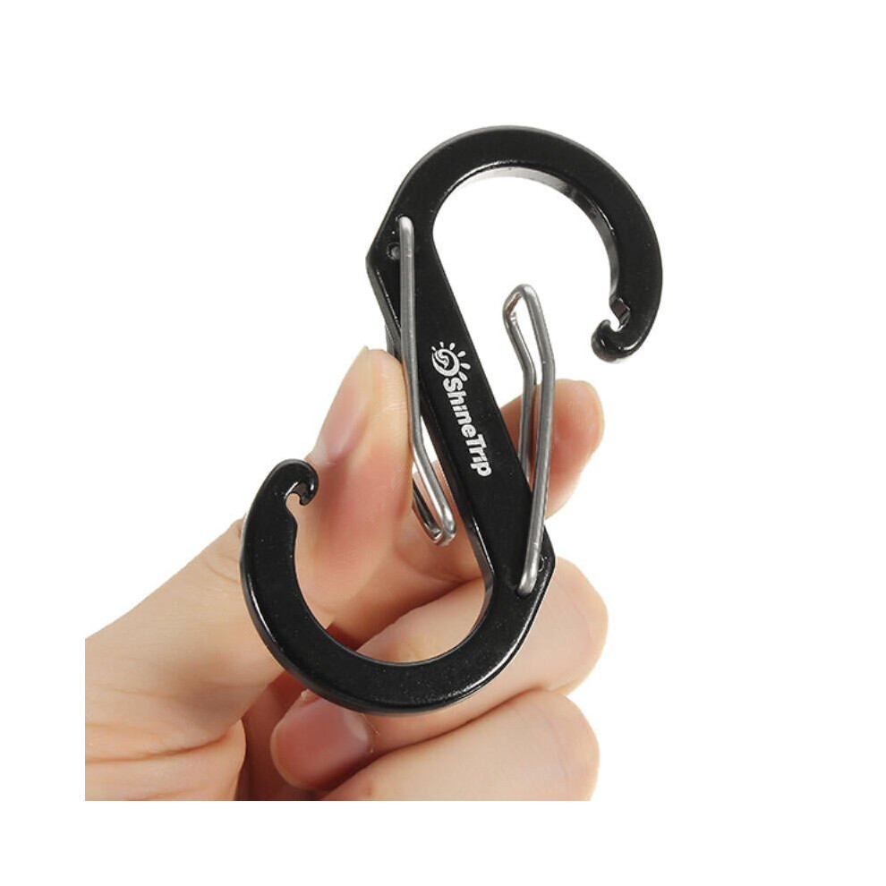 (L) S Shape Type Buckle Double Gated Carabiner Key Ring Clip Hook