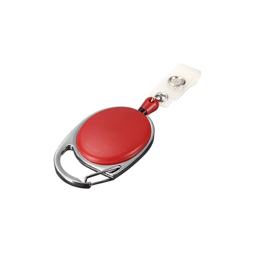 (Red) Retractable Reel Keyring Clip Carabiner Recoil Key Ring Chain ID Card Holder