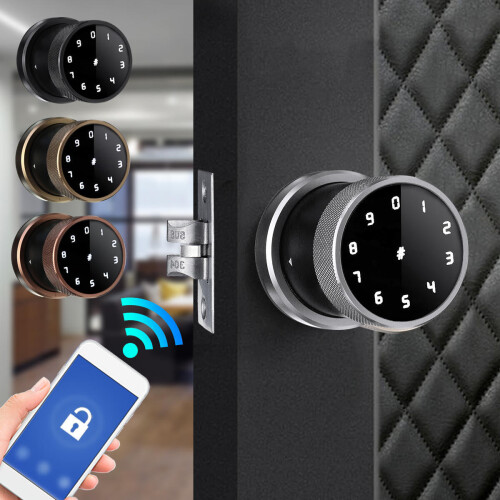 (Silver) Smart Digital Door Lock Battery Powered APP Touch Password Keyless Latch Security Lock 1