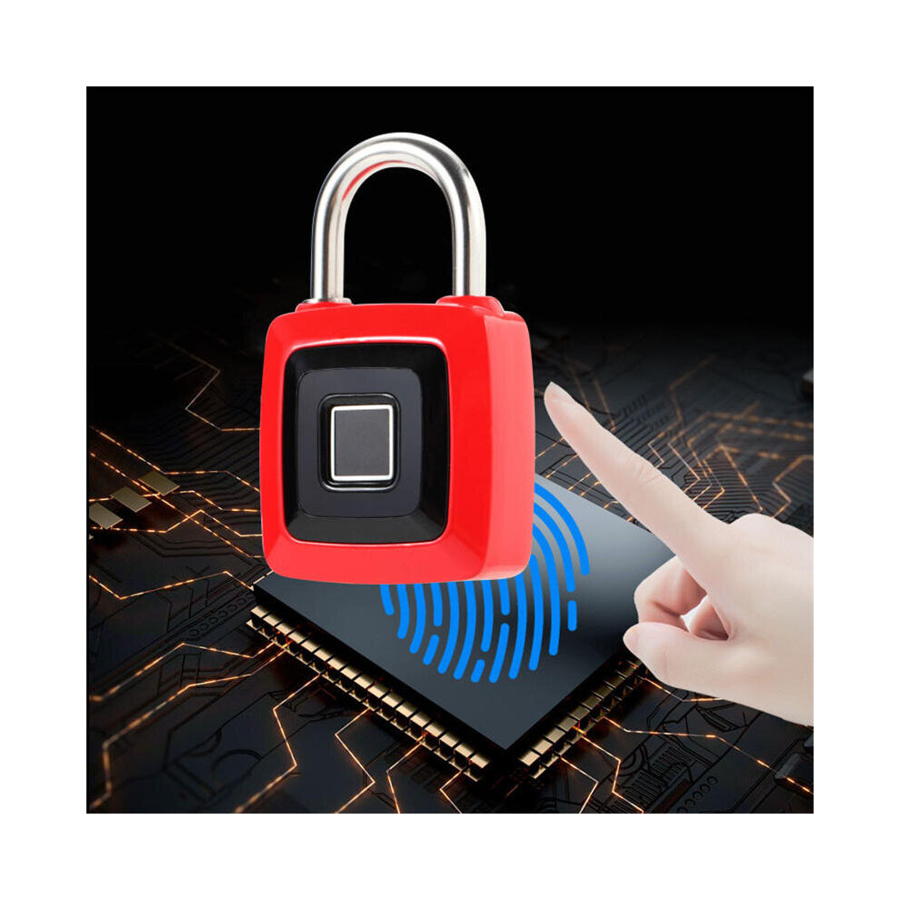 (Black) Smart Fingerprint Lock Keyless Stainless Steel Usb Rechargeable Luggage Bag Padlock Phone App Unlock 3654659371102
