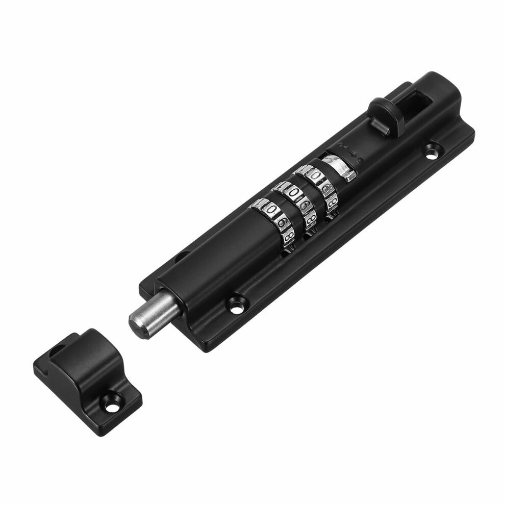(Black) Door Bolt Lock Sliding Combination Code Resettable For Gate Shed Garage Cabinet