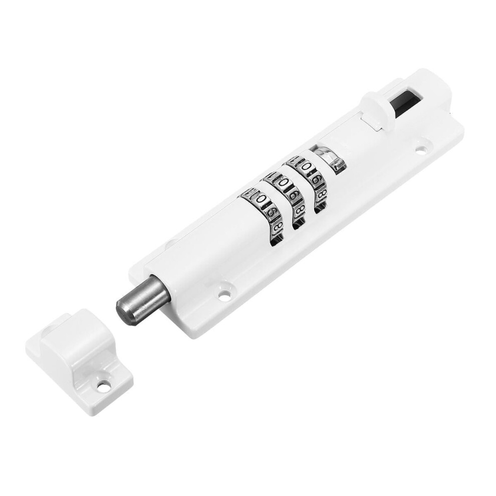 (White) Door Bolt Lock Sliding Combination Code Resettable For Gate Shed Garage Cabinet 3654659401991