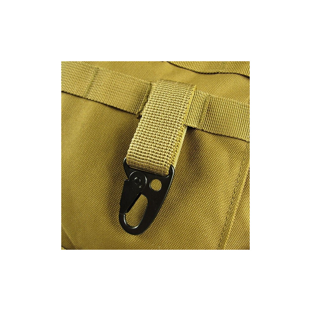 (Khaki) Carabiner Hook Webbing Buckle Nylon Molle Belt Hanging Key Ring Outdoor Tool