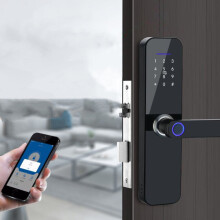 (Black, Single Bolt) Smart Door Lock Fingerprint Keyless Multi-function Unlock Digital Deadbolt Bluetooth WiFi Key Wireless Room Door Anti-theft
