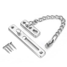 (Silver) Stainless Steel Strong Security Door Chain Solid Home Safety Guard Lock Catch