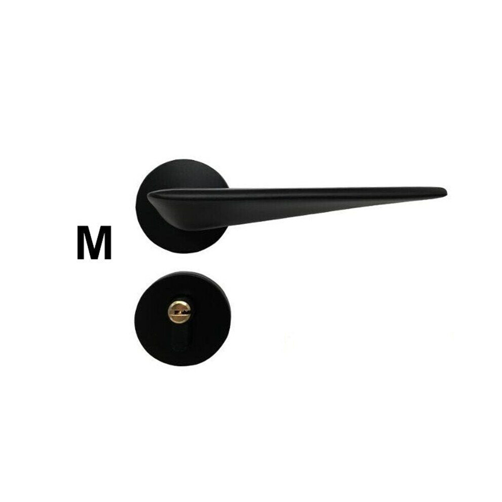 (M) Matte Black Aluminum Door Lock Mechanical Interior Handle Cylinder Lever Latch Home Security Mute Locker With Keys