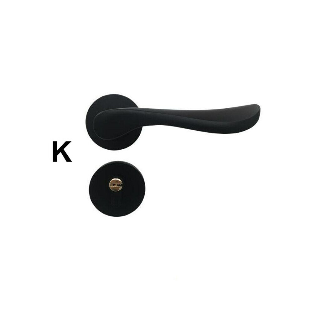 (K) Matte Black Aluminum Door Lock Mechanical Interior Handle Cylinder Lever Latch Home Security Mute Locker With Keys