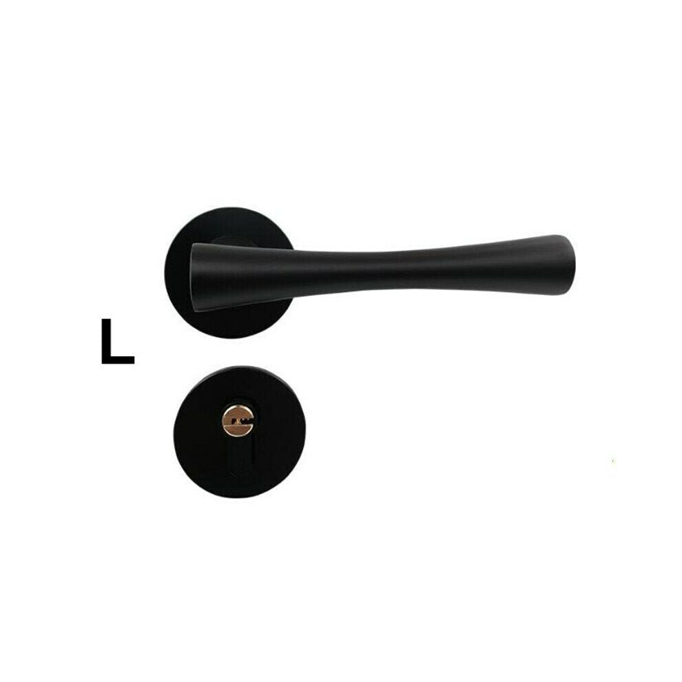 (L) Matte Black Aluminum Door Lock Mechanical Interior Handle Cylinder Lever Latch Home Security Mute Locker With Keys