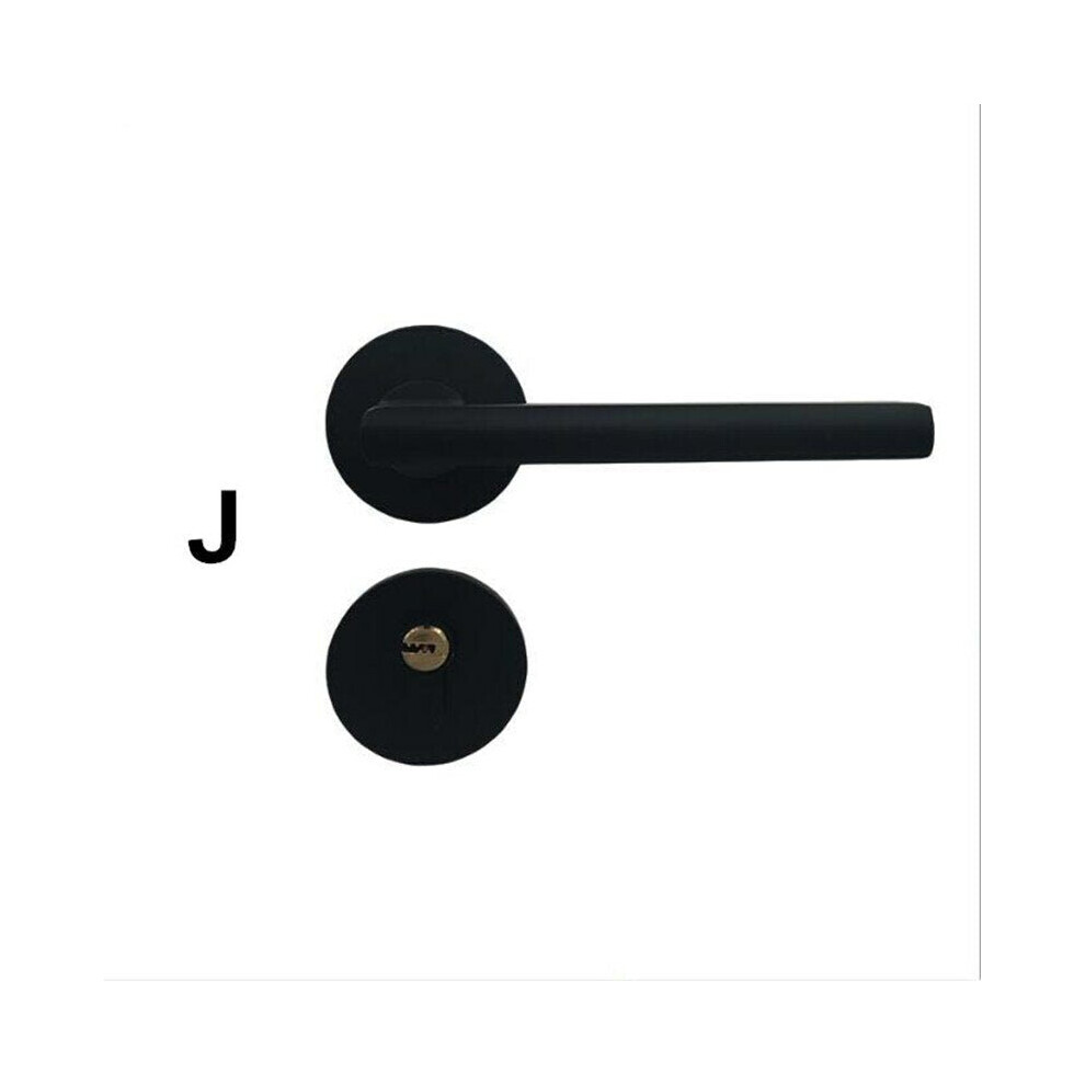 (J.) Matte Black Aluminum Door Lock Mechanical Interior Handle Cylinder Lever Latch Home Security Mute Locker With Keys