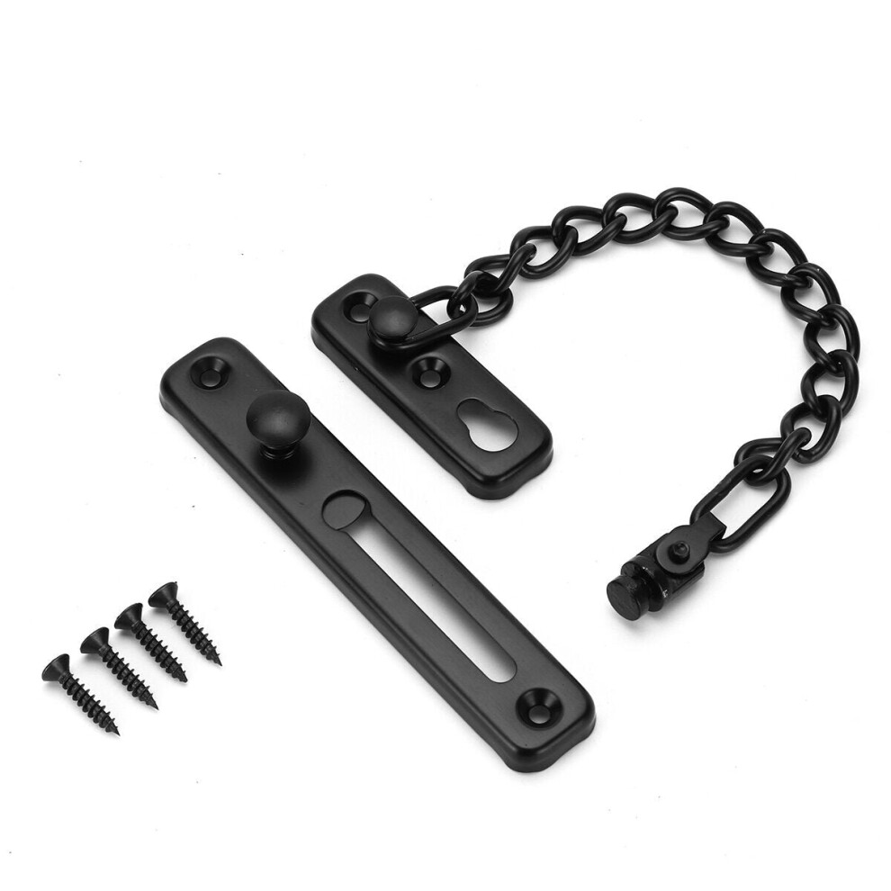 (Black) Stainless Steel Strong Security Door Chain Solid Home Safety Guard Lock Catch