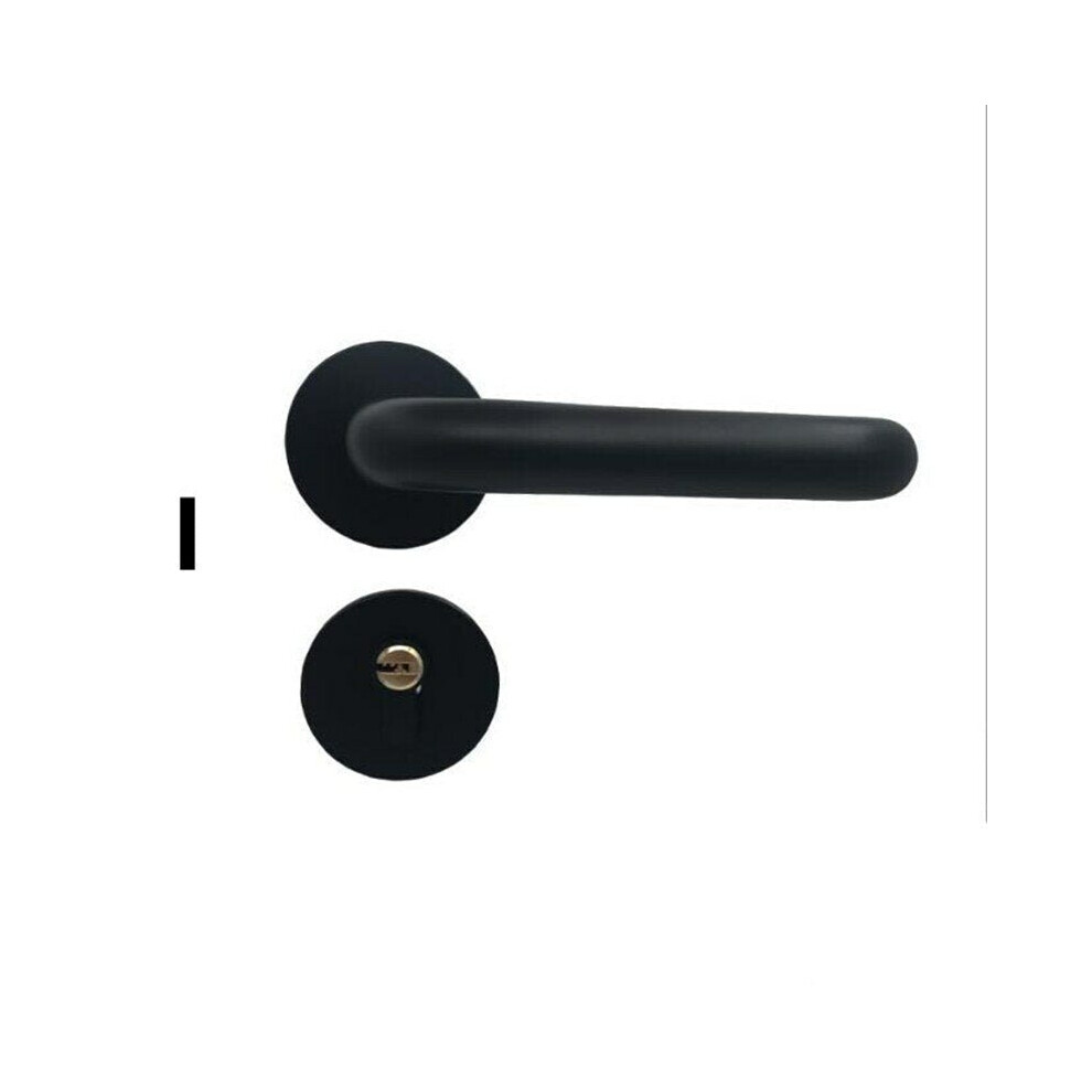 (I.) Matte Black Aluminum Door Lock Mechanical Interior Handle Cylinder Lever Latch Home Security Mute Locker With Keys