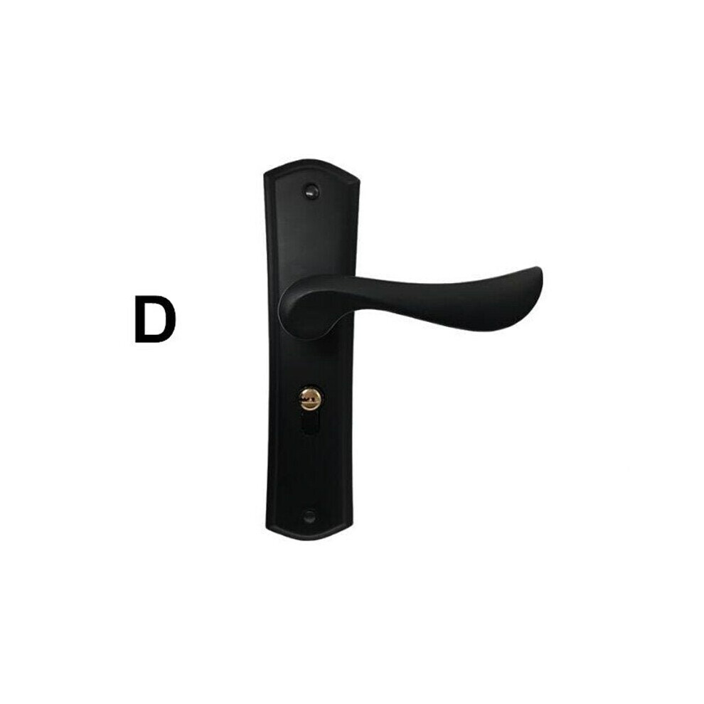 (D) Matte Black Aluminum Door Lock Mechanical Interior Handle Cylinder Lever Latch Home Security Mute Locker With Keys