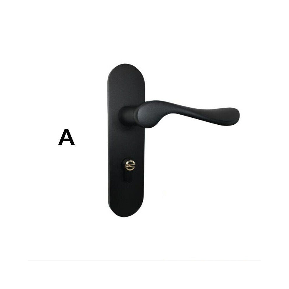 (A) Matte Black Aluminum Door Lock Mechanical Interior Handle Cylinder Lever Latch Home Security Mute Locker With Keys