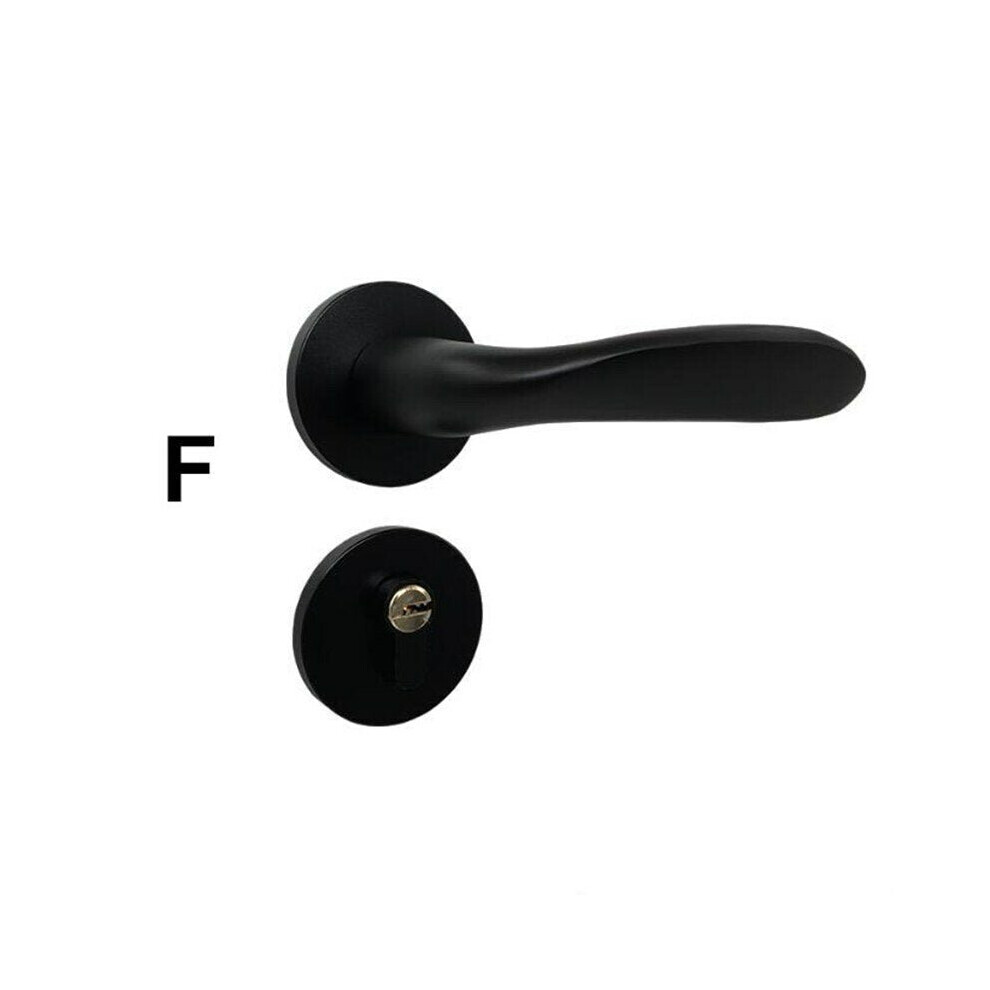 (F) Matte Black Aluminum Door Lock Mechanical Interior Handle Cylinder Lever Latch Home Security Mute Locker With Keys