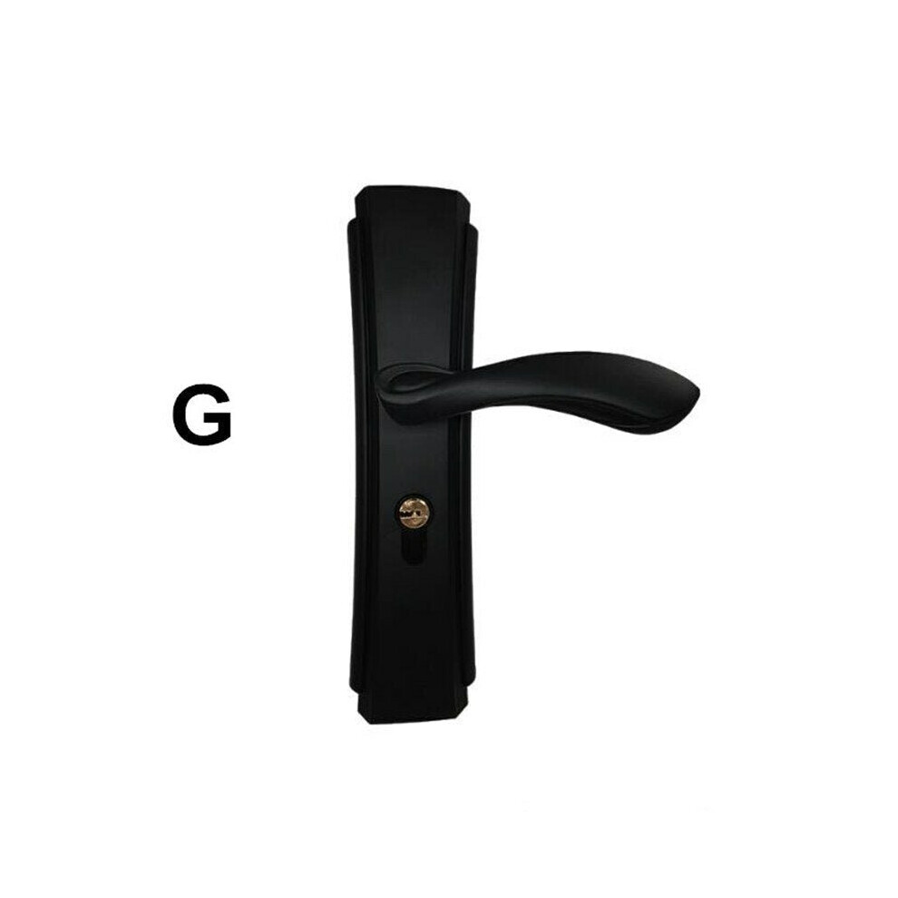 (G) Matte Black Aluminum Door Lock Mechanical Interior Handle Cylinder Lever Latch Home Security Mute Locker With Keys