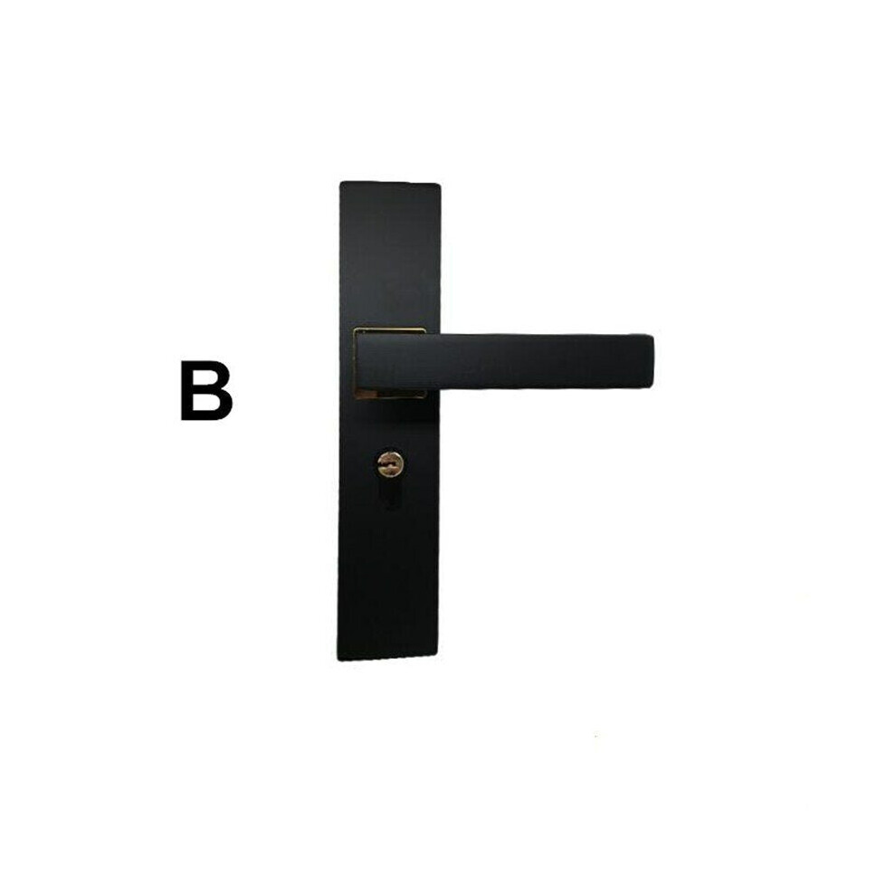 (B) Matte Black Aluminum Door Lock Mechanical Interior Handle Cylinder Lever Latch Home Security Mute Locker With Keys