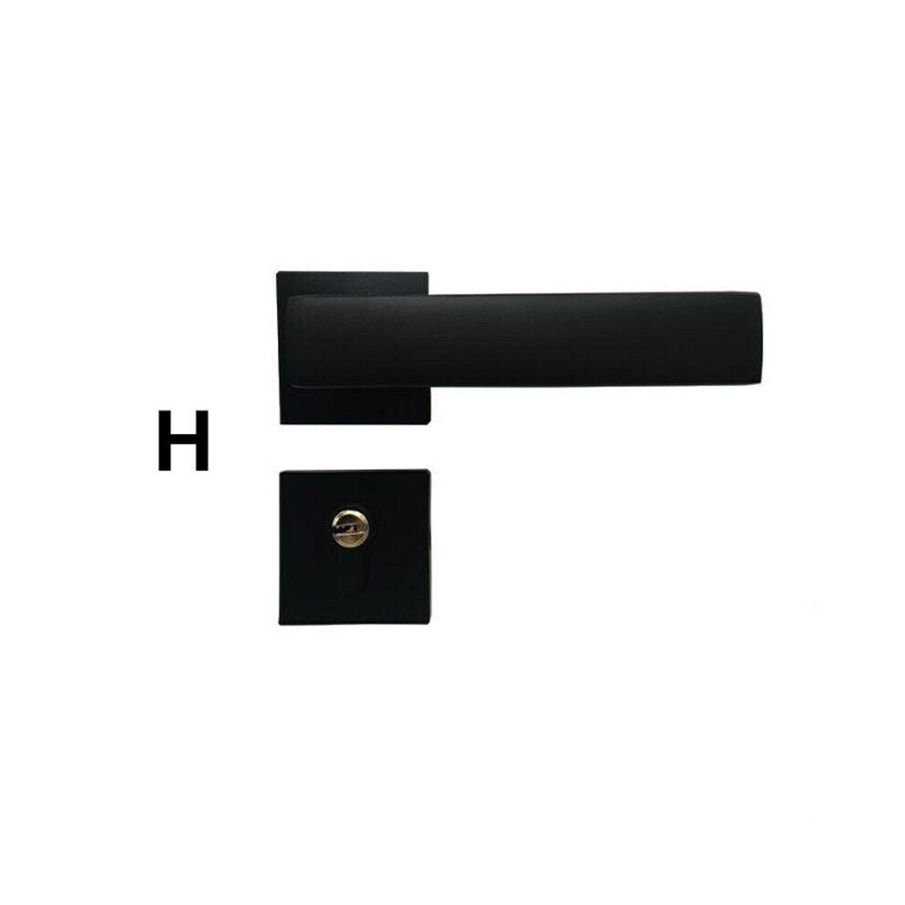 (H) Matte Black Aluminum Door Lock Mechanical Interior Handle Cylinder Lever Latch Home Security Mute Locker With Keys