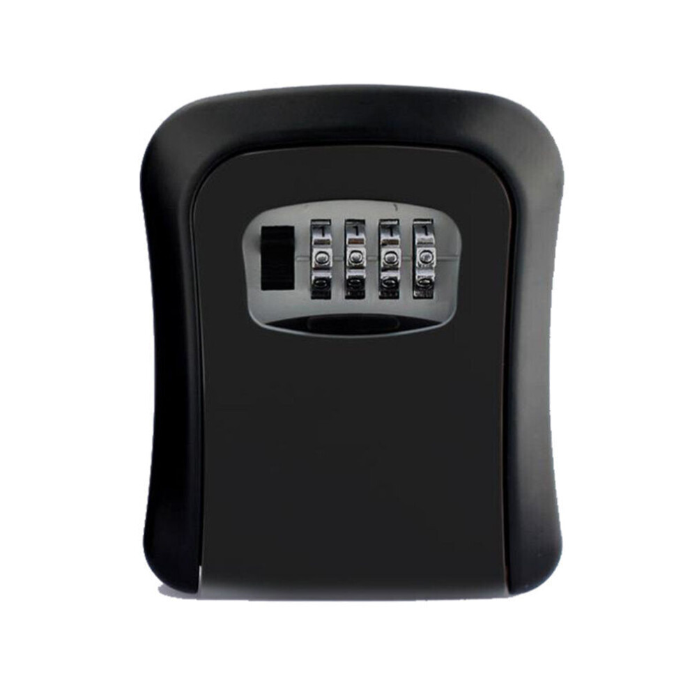 (Black) Aluminum Alloy Password Box Wall Mounted Key Lock Box 4 Digit Code Combination Key Storage Lock Box for Realtor Construction Room Escape