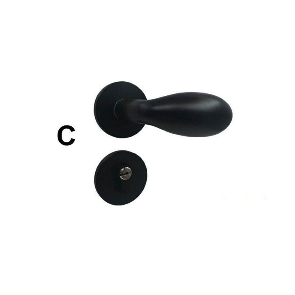 (C) Matte Black Aluminum Door Lock Mechanical Interior Handle Cylinder Lever Latch Home Security Mute Locker With Keys