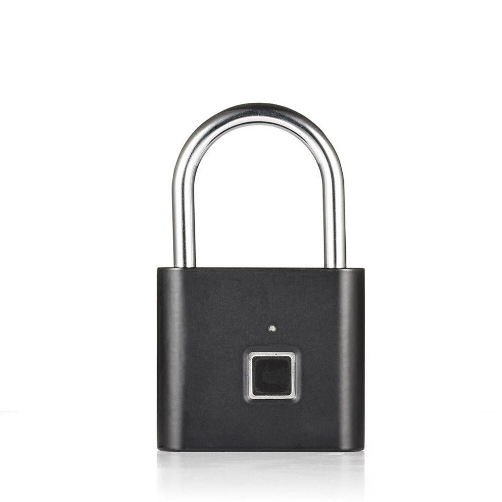 (Black) Fingerprint Lock Security Keyless Smart Padlock USB Rechargeable Digital Quick Unlock Door Lock