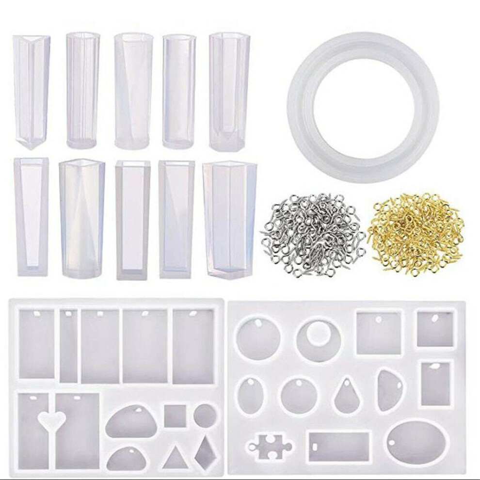 113Pcs Crystal Epoxy Resin Silicone Pendant Casting Mould Kit Transparent Jewelry Making Mold for DIY Crafting Decor