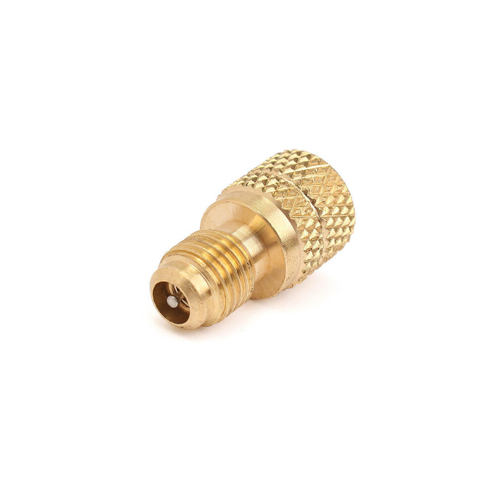 A/C R134a Brass Adapter Fitting 1/4 Inch Male To 1/2 Inch Female with Valve Core