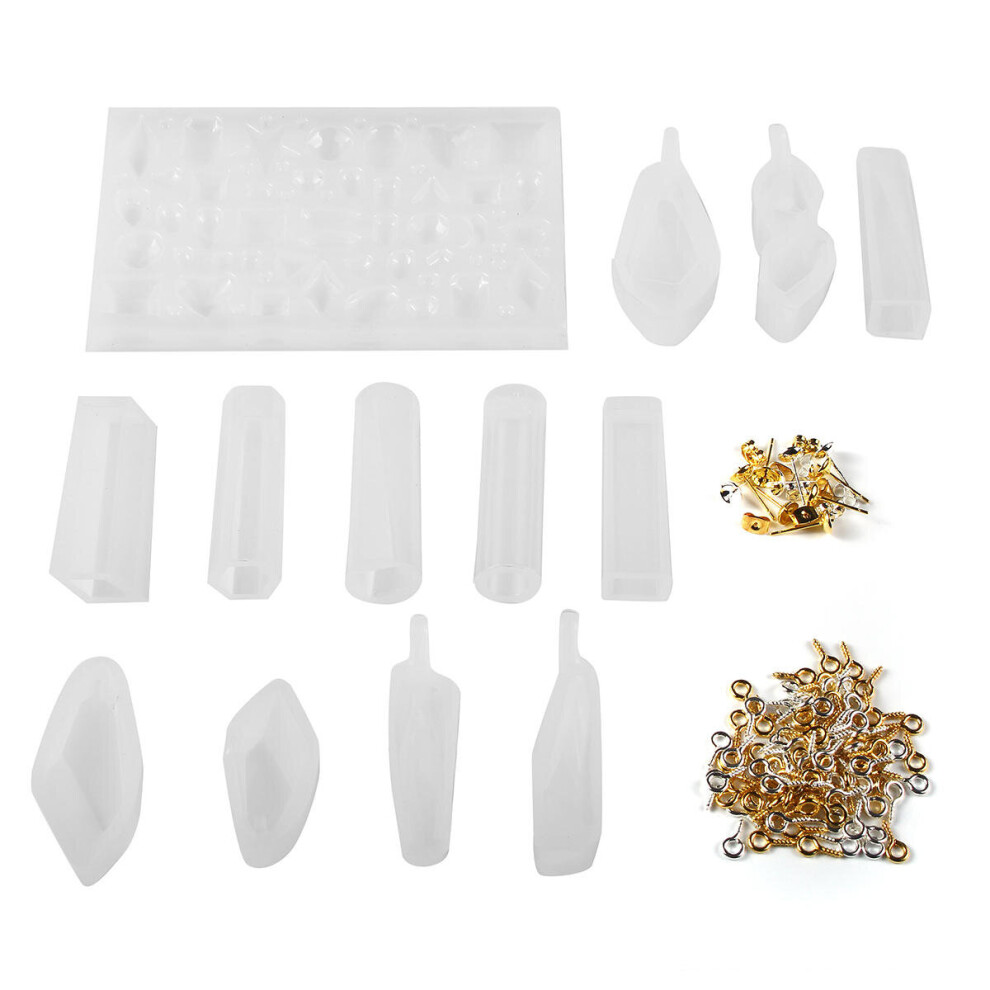 129Pcs/Set Crystal Epoxy Silicone Pendant Mould Kit Transparent Jewelry Making Mold for DIY Crafting Decorations