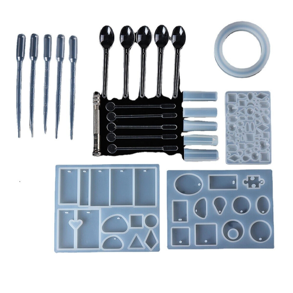 27Pcs DIY Craft Tools Kit Silicone Crystal Mold Making Jewelry Pendant Resin Casting