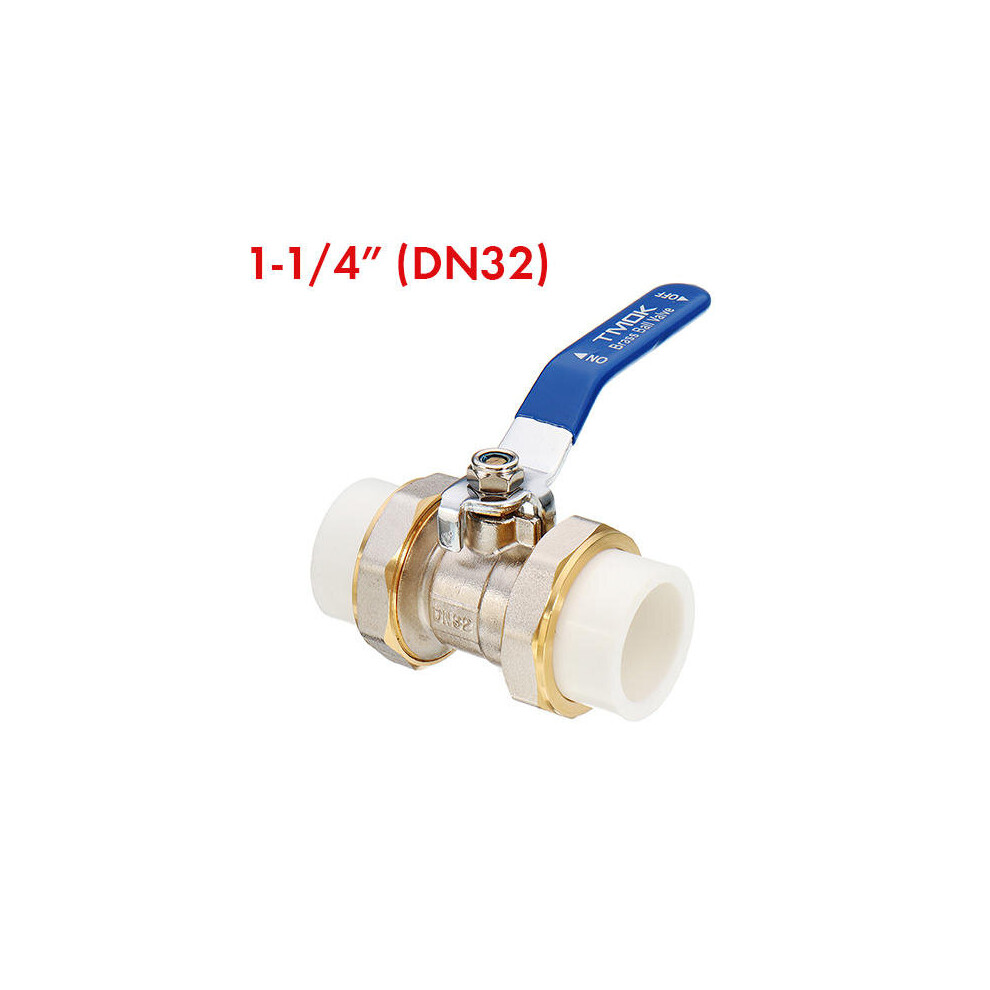 (1-1/4inch) 3/4" 1" 1-1/4" PPR Brass Ball Valve Heat Fusion Double Union Socket Plumbing Fitting