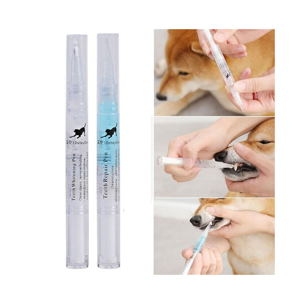 2PCS Dog Cat Pet Teeth Cleaning Pen Brightening Toothbrush Tartar Remove Dental Calculus Grooming Oral Care Safe Tool Tool Teeth Whitening Gel