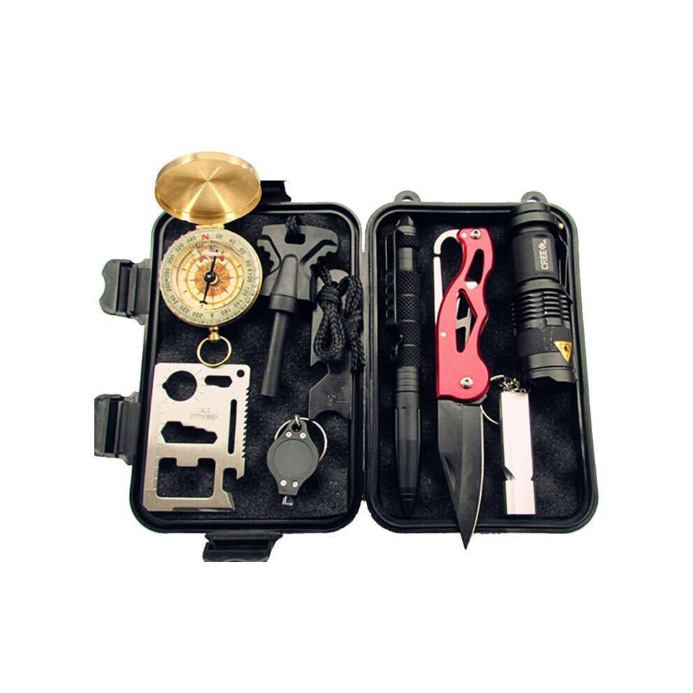 Equipment Adventure Survival Blanket Tools Kit Multi-function Compass First-aid Box
