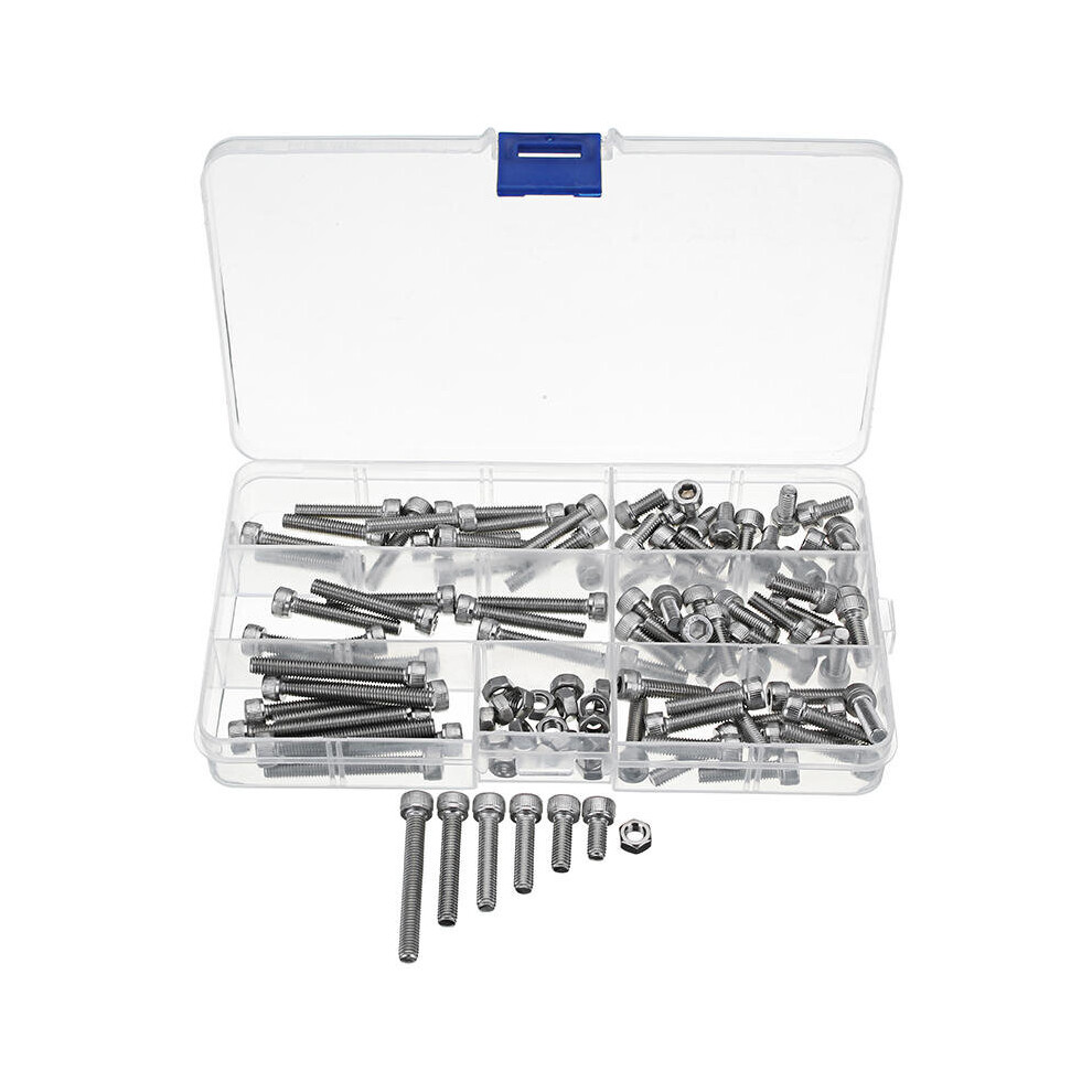 110Pcs M5 Stainless Steel 10-40mm Hex Socket Cap Screw Allen Bolt Assortment Kit