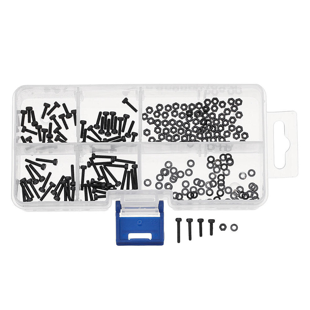 240Pcs M2 Hex Socket Cap Head Screw Carbon Steel Bolt Nut Assortment 3654659380326