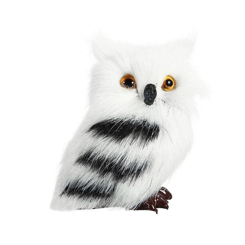 5PCS Owl White Black Furry Christmas Ornament Decoration Toys Adornment Simulation