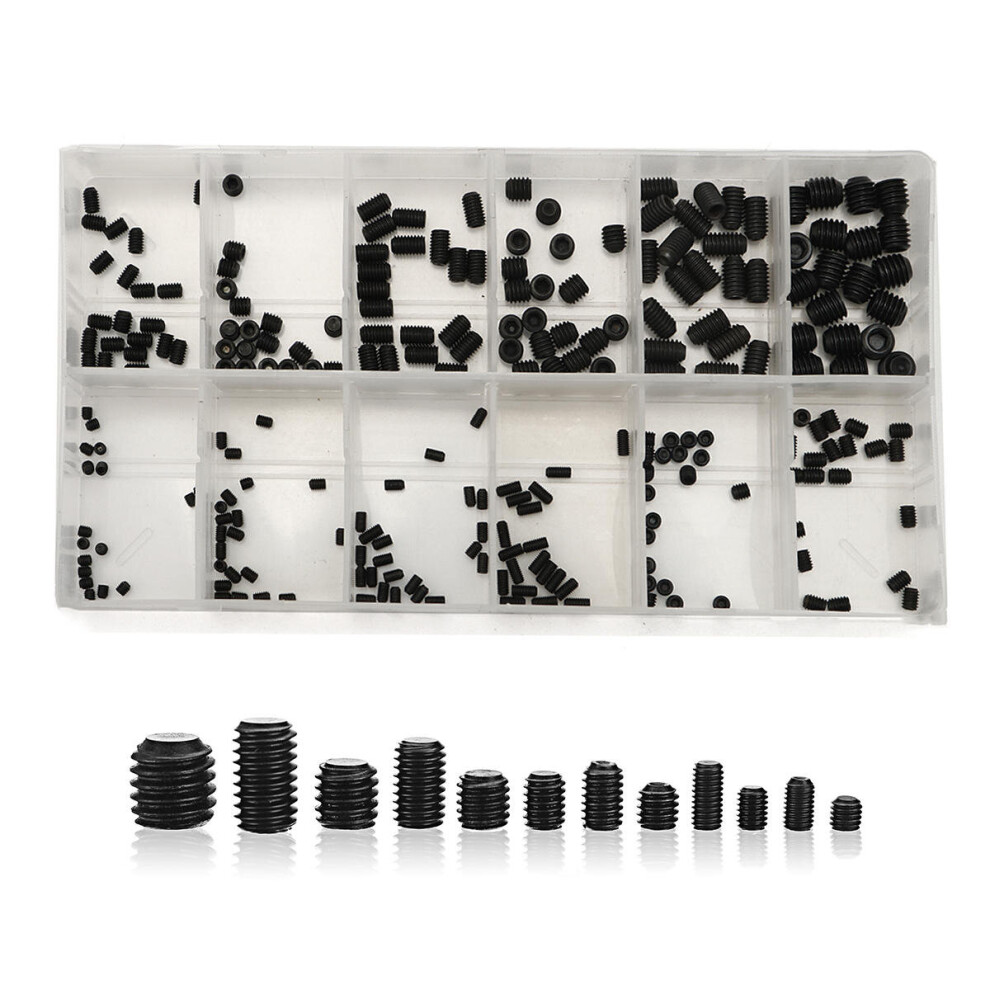 240Pcs M3-M8 Grub Screw Carbon Steel Hex Socket Allen Head Set Screw