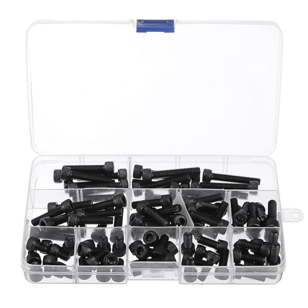 92Pcs M6 12.9 Grade Carbon Steel Hex Socket Cap Head Screw Bolt 8-35mm Set